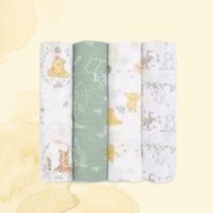 winnie + friends DISNEY™ ESSENTIALS COTTON MUSLIN SWADDLES 4 PACK