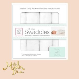 SwaddleDesigns Pure White Cotton Muslin Swaddle Blankets