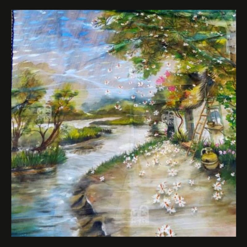 Desi rongona Hand painted muslin saree