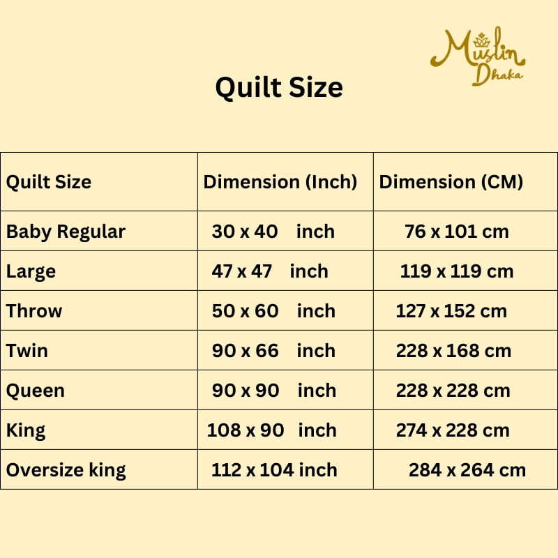 Muslin Quilt Size