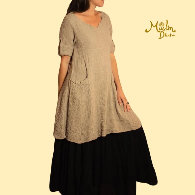 breathable pocket cotton flower clothing : best muslin tunic