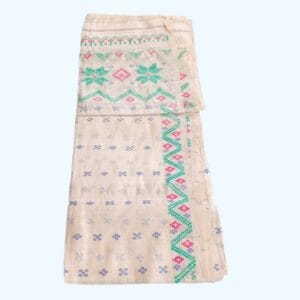 Dhaka Muslin Scarf with Green Pattern
