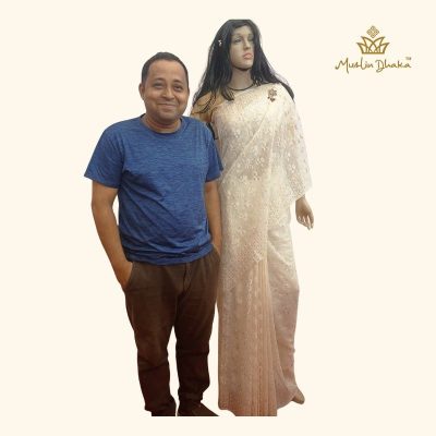 Shariful Alam Pavel Founder Dhaka Muslin with Model